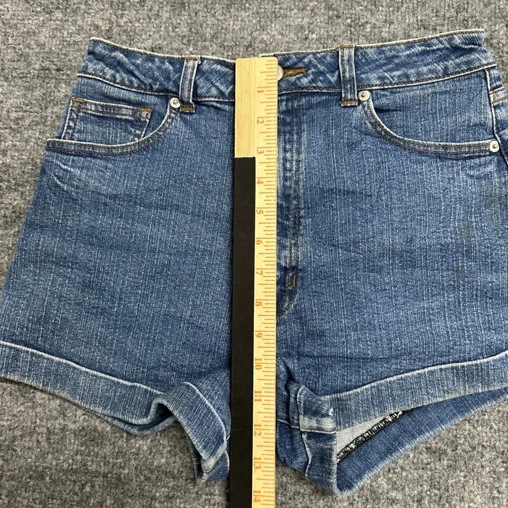 JustUSA Denim Shorts Womens Size M Blue Cuffed High Waist Stretch Casual JH600-A